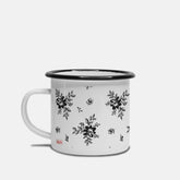 Black Floral Farmhouse Steel Camp Mug 10 oz.